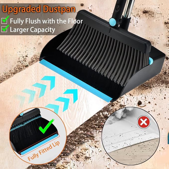 Broom and Dustpan Set for Home, Long Handle Dust Pan and Broom Combo for Indoor - Image 6