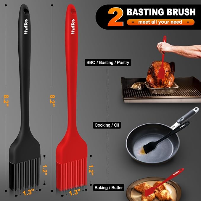Walfos Silicone Basting Pastry Brush, Heat Resistant Small Basting Brush Set - Image 3
