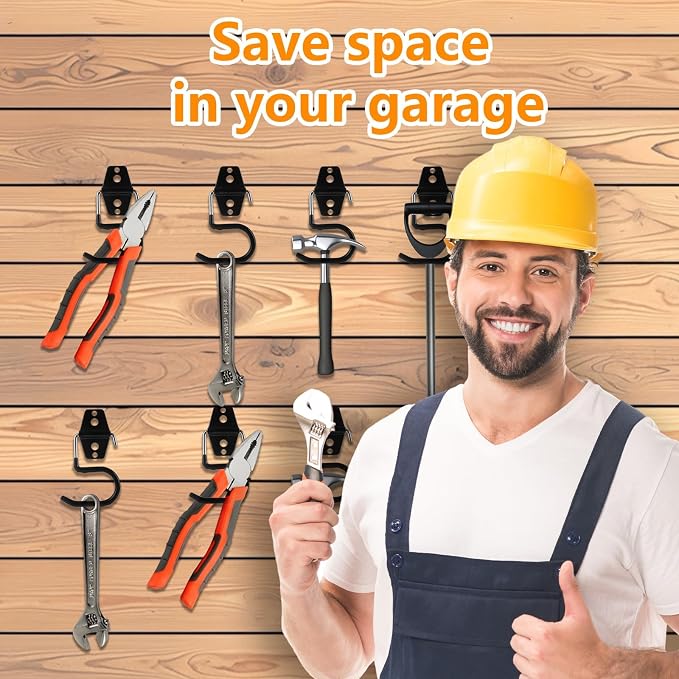 16 Pack Metal Garage Hooks S Hooks Heavy Duty Metal Large S Hooks and Broom and - Image 7