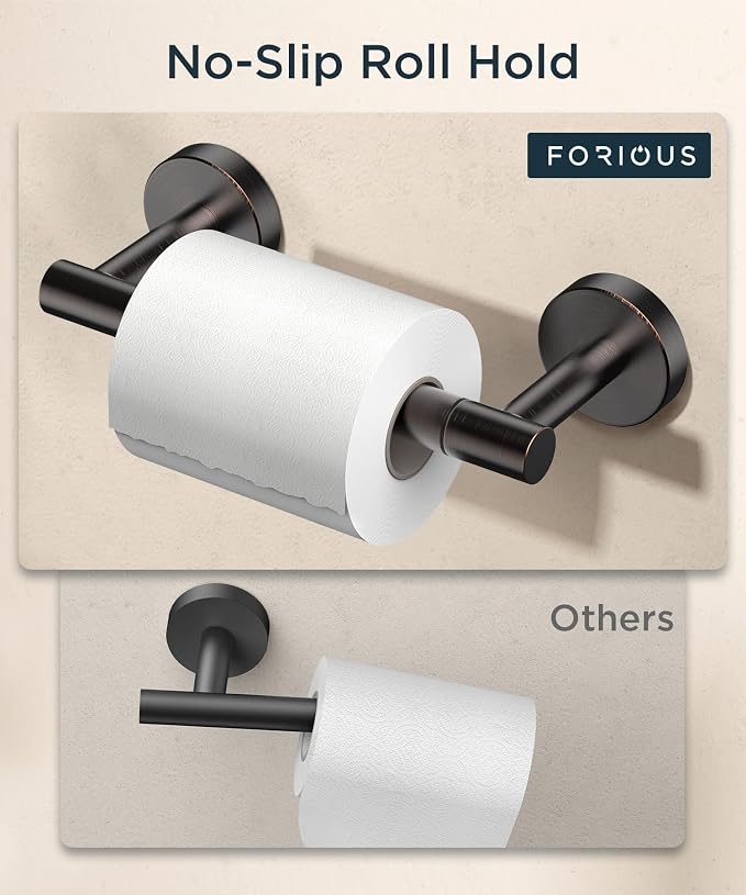 FORIOUS Toilet Paper Holder Wall Mount, Stainless Steel Rustproof Double Post - Image 6
