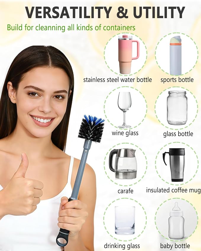 2-in-1 Bottle Brush Cleaner Kit Set, Long Water Bottle Cleaning Brushes - Image 3