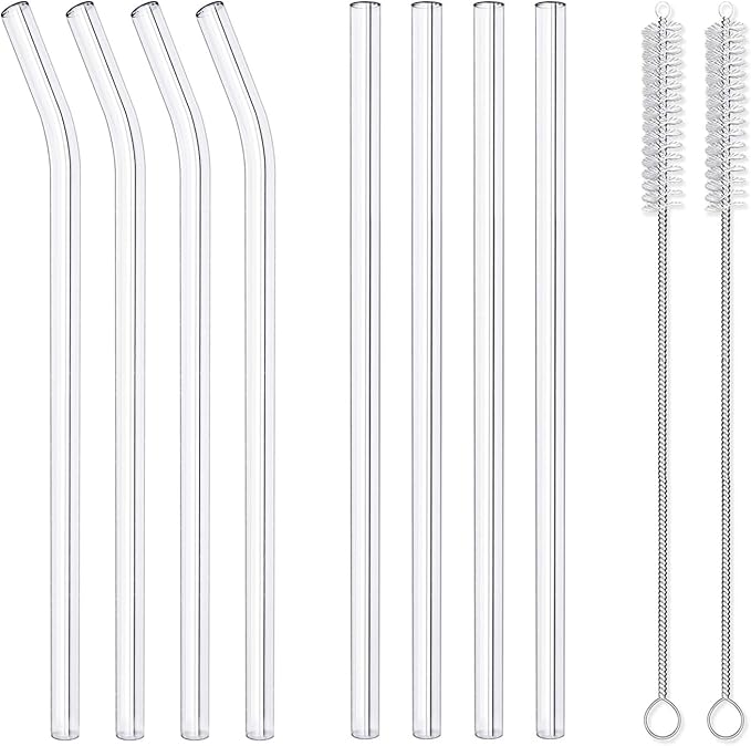 10-Piece Reusable Glass Drinking Straws by HIWARE