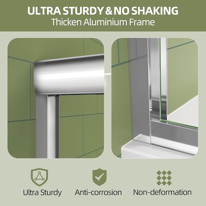 GETPRO Shower Door 68-72 in. W x 72 in. H Double Sliding Semi-Frameless Bypasss - Image 6