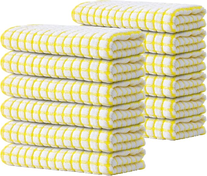 Kitinjoy Cotton 12 Pack Terry Kitchen Towels, 16 x 25 Inches Super Soft and by Kitinjoy