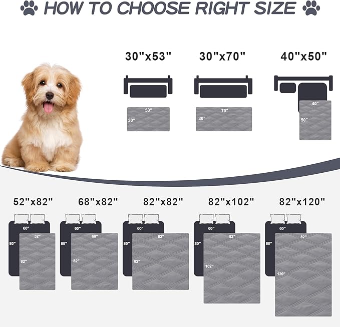 Smiry Waterproof Dog Bed Cover Blanket 30x53, Soft Reversible Pet Blanket, Washable Leakproof Cats Dogs Couch Cover for Sofa, Couch, Furniture, Lattice, Grey/Dark Grey