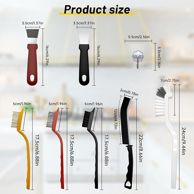 12Pcs Crevice Cleaning Brush Set, Hard Bristle Small Cleaning Brushes - Image 2