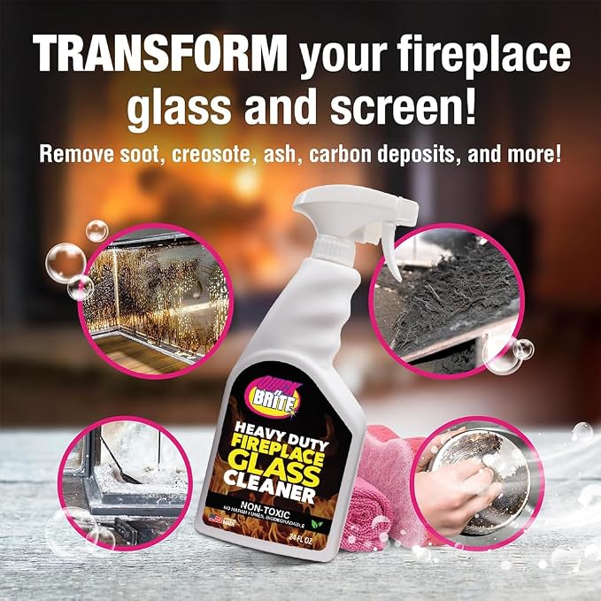 Quick N Brite Fireplace Glass Cleaner 24oz, Nonabrasive Cleaning Spray - Image 8