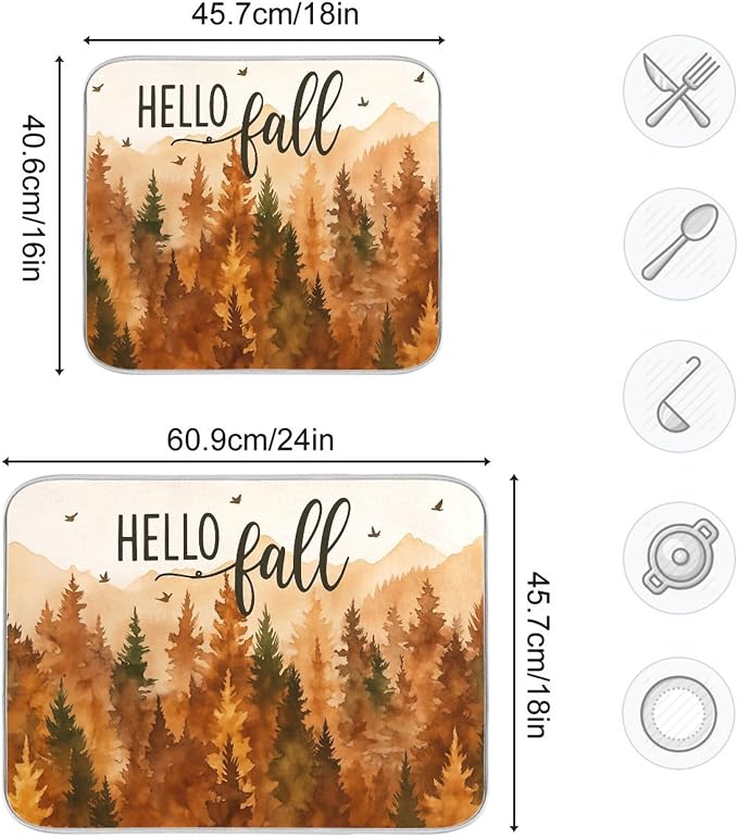Hello Fall Forest Dish Drying Mat - Image 3