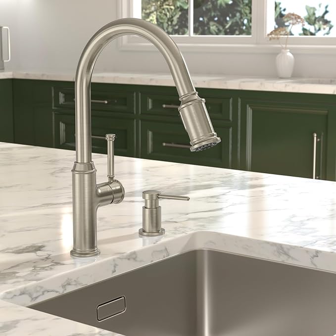 Lava Odoro Soap Dispenser for Kitchen Sink, Modern Brass Built in Countertop - Image 2
