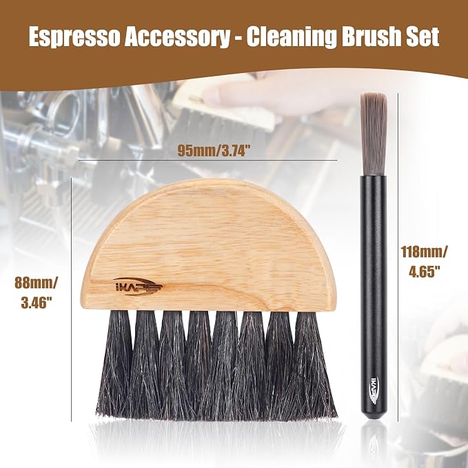 IKAPE Espresso Coffee Accessory, Cleaning Brush Set —— a Fan-Shaped Brush & an - Image 2