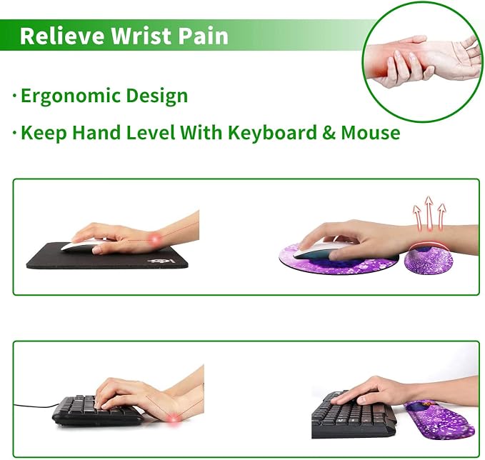 Ergonomic Keyboard Wrist Rests Gel Memory Foam Mouse Pad - Image 2