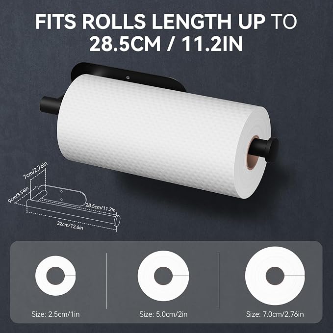 Auxmir Paper Towel Holder Under Cabinet, Self Adhesive Paper Towels Rolls Racks - Image 3