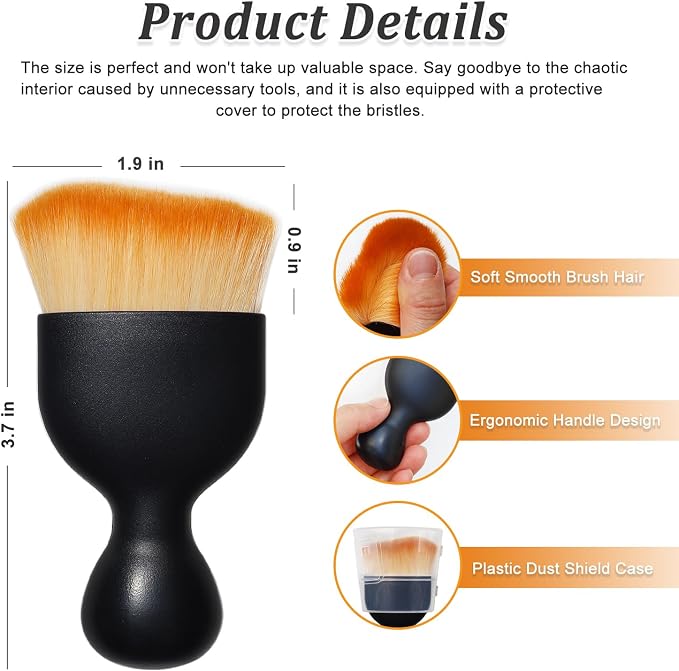 2 Pack Car Interior Detailing Soft Brush, Curved Design Dirt Dust Clean Brushes - Image 2