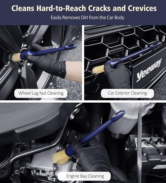 YeewayVeh Car Detailing Brush Set, 3 Pack Ultra Soft Boars Hair Detailing - Image 5