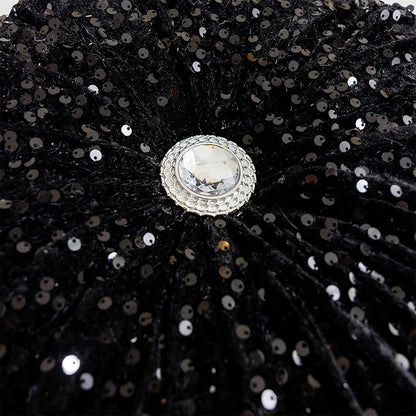 Round Throw Pillow, 13.7" Soft Glitter Sequin Pleated Pumpkin Decorative Round Pillow Circle Floor Pillow Cushions for Sofa Bed Chair Living Room Floor Home Decoration, Black