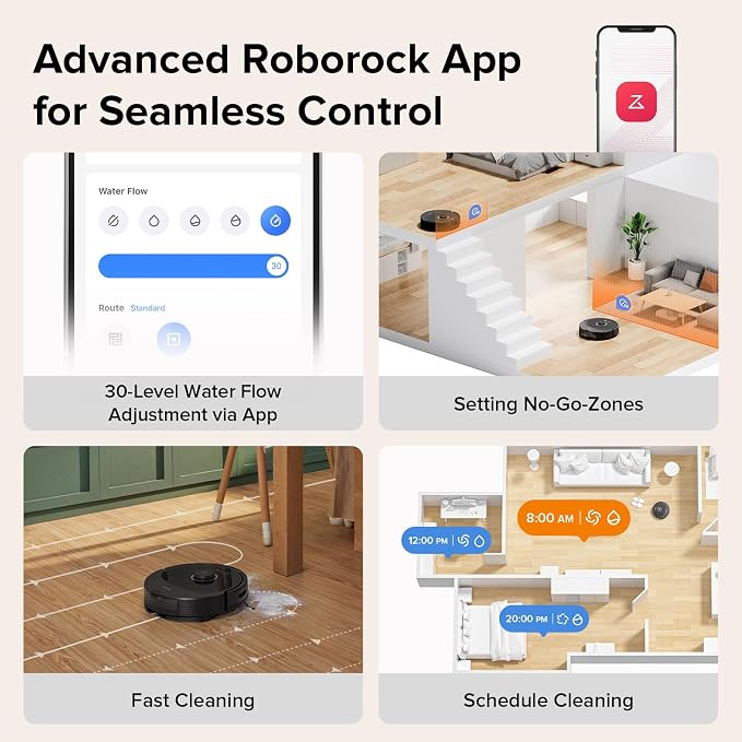 roborock Q8 Max Robot Vacuum and Mop Cleaner, DuoRoller Brush, 5500Pa Strong - Image 7