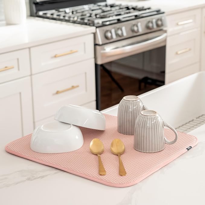 S&T INC. Dish Drying Mat, 16” x 18”, Absorbent Microfiber Kitchen Counter Mat - Image 2