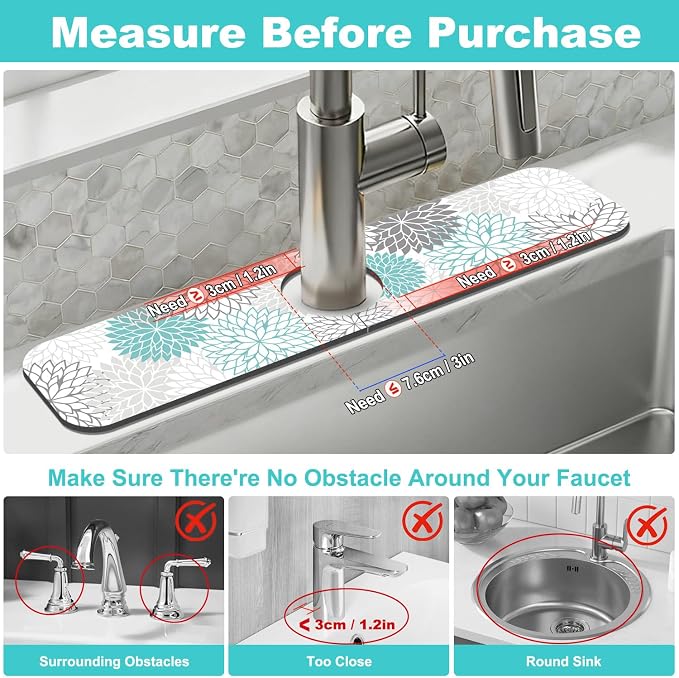 Findosom 2PCS 17" x 32" Dish Drying Mat & 24" x 5.5" Sink Splash Guard - Image 3