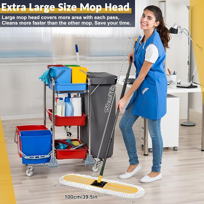 36" Commercial Dust Large Mops for Floor Cleaning, Heavy Duty Industrial Dry - Image 2