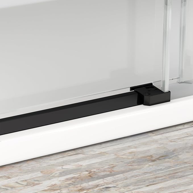 Sunrosa Semi-Frameless Glass Shower Door, 47 2/8" -48" W x 76" H Single Sliding - Image 5
