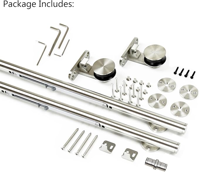 DIYHD 6.6FT Integrated Soft Close Sliding Barn Door Hardware Brushed Stainless - Image 2