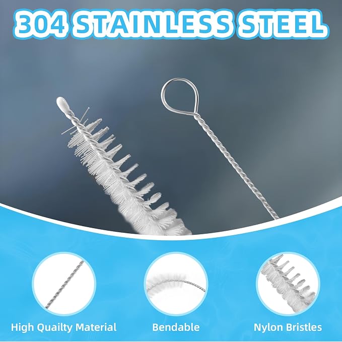 Cleaning Brushes for Reusable Drinking Straws, Long Wire Handle, Bottle and - Image 4