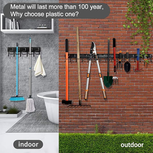 YueTong All Metal Garden Tool Organizer, Adjustable Garage Wall Organizers and - Image 2