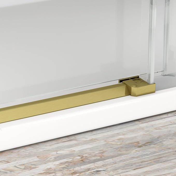 Sunrosa Semi-Frameless Glass Shower Door, 47 2/8" -48" W x 76" H Single Sliding - Image 5