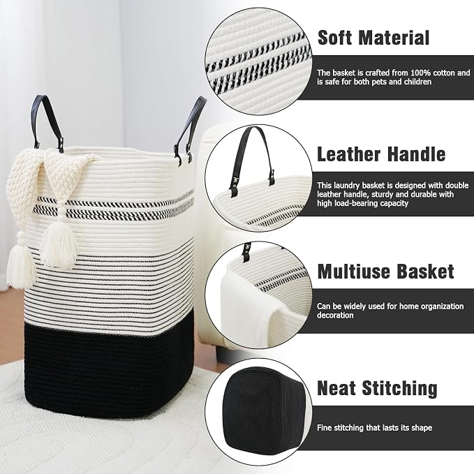 danpinera 100L Nursery Hamper, Tall Woven Laundry Basket - Image 2