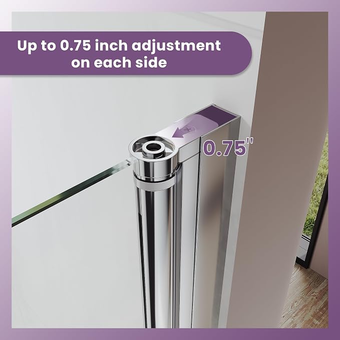 Glass Shower Door 35.5-37" W x 72" H, UCALAFEE Frameless Pivot Shower Door - Image 5