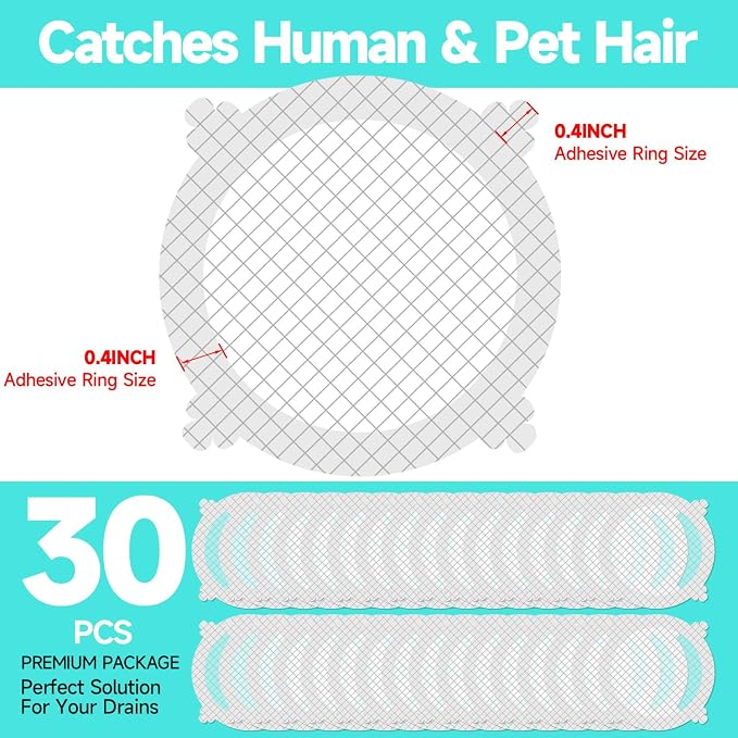 30 Pack Disposable Shower Drain Hair Catcher Shower Drain Mesh Stickers - Image 2