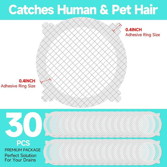 30 Pack Disposable Shower Drain Hair Catcher Shower Drain Mesh Stickers - Image 2