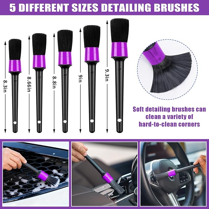 AUTODECO Windshield Cleaner Tool, Detailing Brush, Car Cleaning Kit Interior - Image 4