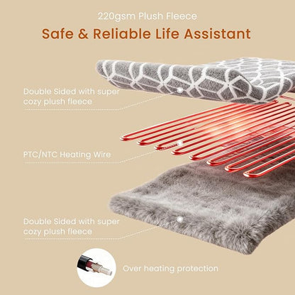Heated Blanket Electric Throw Blanket with Built-in Button Controller 50"x60" One-Touch Ultra Cozy Soft Warm Heating Electric Blanket with 4 Heat Levels & 4 Hours Auto-Off Overheat Protection