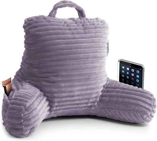 Nestl Reading Pillow for Kids & Teens with Shredded Memory Foam, Luxe Cut Plush Backrest Pillows for Reading and Gaming, for use on Couch or Bed, Adjustable Support with Washable Cover Dusty Purple