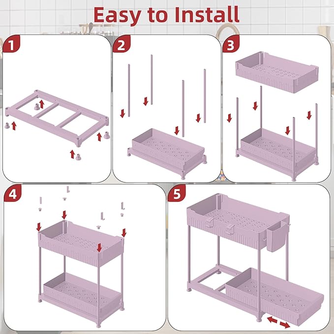Under Sink Organizer, Bathroom Organizers and Storage, 2 Tier Multi-Use Pull - Image 7