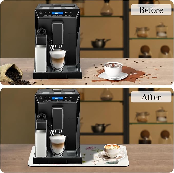Bloss Dish Drying Mat, 12.2"x19.7" Absorbent Coffee Bar Mat - Image 3