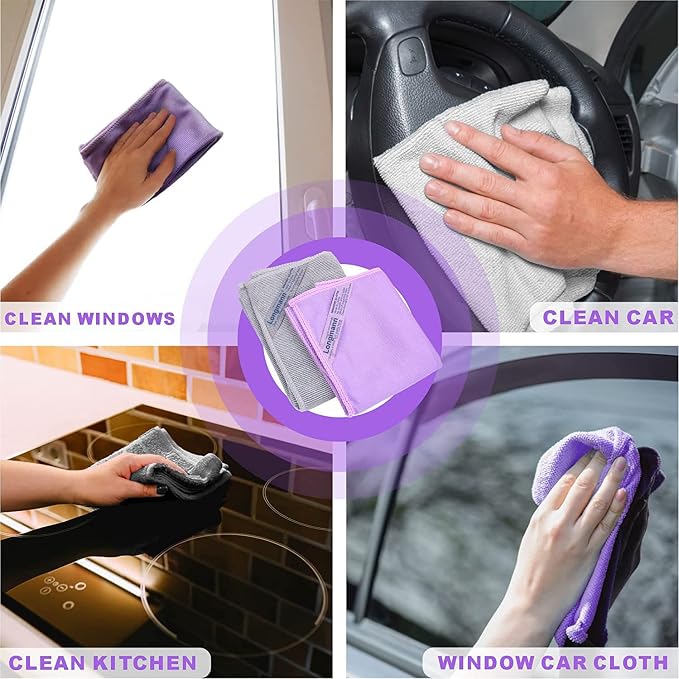 Window Cleaning Cloth.Glass Cleaning Cloth, Streaks Scratches Free. Purple 1 - Image 5
