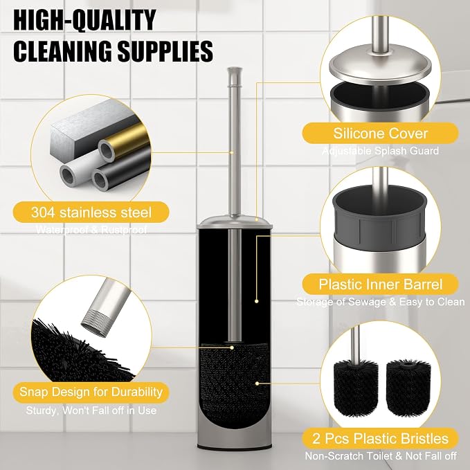 BESy Toilet Brush and Holder, Toilet Cleaner Bowl Set - Image 3