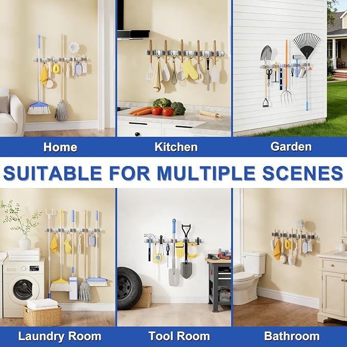 Mop Broom Holder Wall Mount Mop and Broom Holder - Image 7