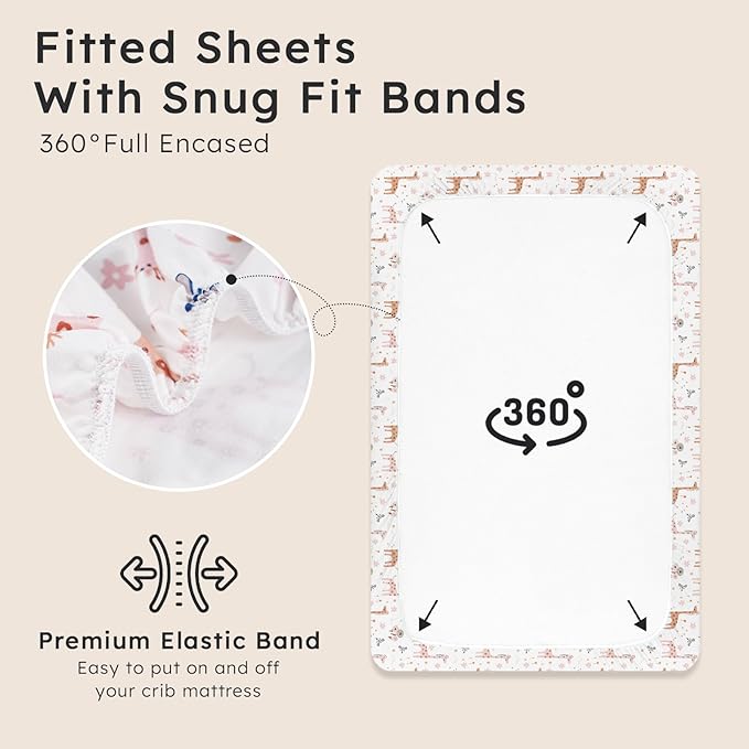 Baby Crib Sheets for Boys Girls Neutral, 2 Pack Crib Mattress Sheet for Standard Crib and Toddler Mattress, Super Soft Breathable Fitted Crib Sheet, 52" x 28"