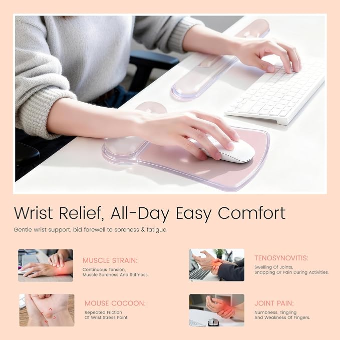 Ospelelf Mouse Pad with Wrist Rest and Ergonomic Gel Keyboard Hand Wrist - Image 2