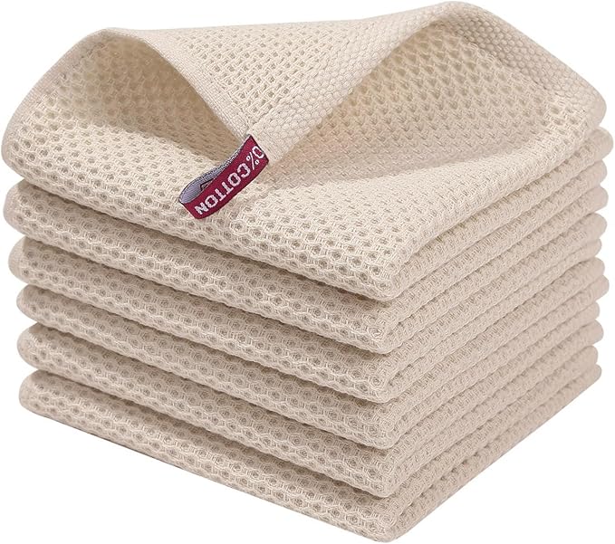 Homaxy 100% Cotton Waffle Weave Kitchen Dish Cloths, Ultra Soft Absorbent Quick by Homaxy
