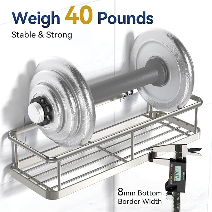 YASONIC Shower Caddy Adhesive, No Drill Bathroom Shower Organizers, - Image 5