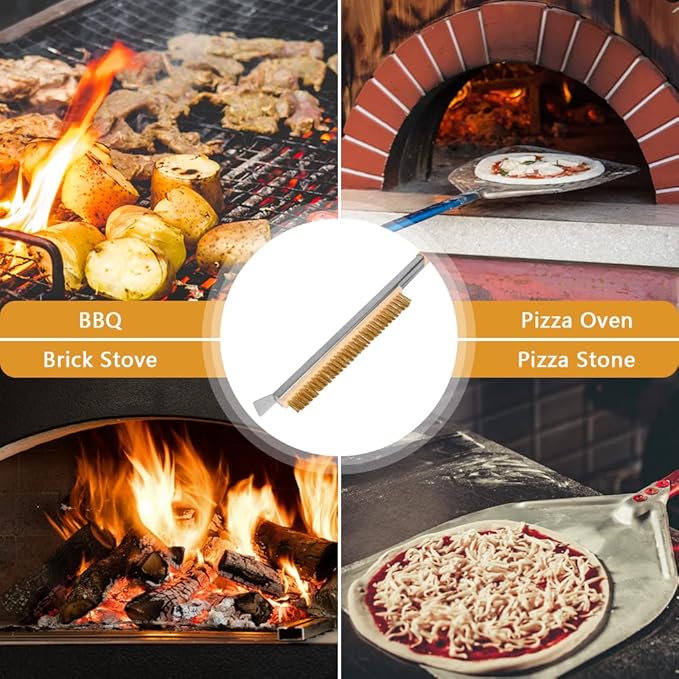 Pizza Oven Brush, BBQ Grill Cleaning Brush Non Scratch Heat Proof Brass Bristles - Image 7