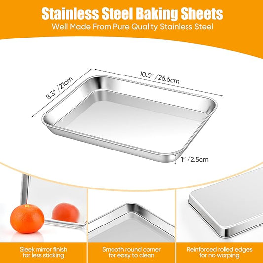 Homikit 1 Pack Baking Sheet, 10 x 8 Inch Stainless Steel Cookie Tray Set - Image 2