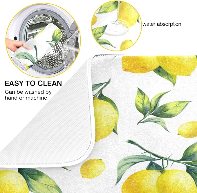 Tropical Lemon Leaves Dish Drying Mat 18x24 - Image 2