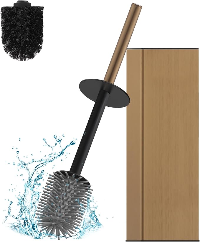 BGL Toilet Brush with Holder for Bathroom Matte Brushed Brass Aluminium by BGL