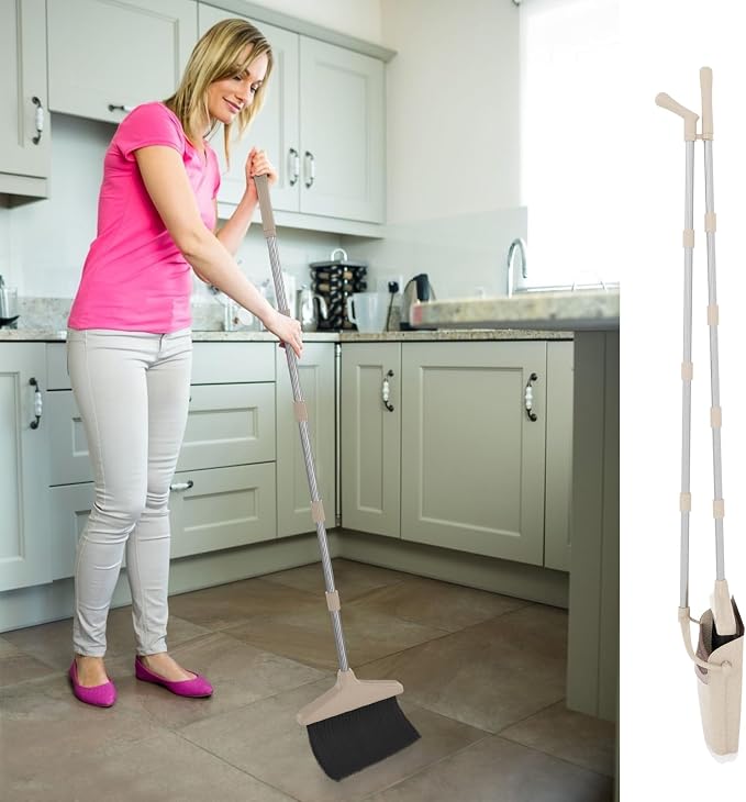 Broom with Dustpan Combo Set 54” Long Handle Household Dust Pan - Image 7