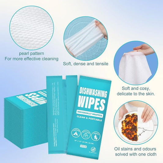 Dish Cleaning Wipes Individually Wrapped, Portable Kitchen Disposable Dish Soap - Image 2